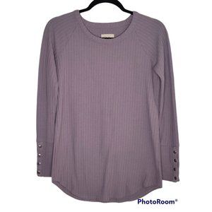 Chaser Lilac Purple Button Cuff Henley Long Sleeve Thermal - S